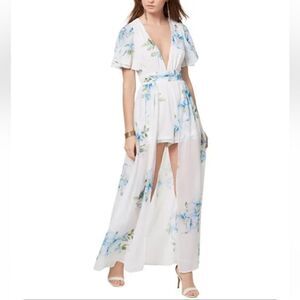 Disney Princess Line White and Blue Floral Maxi Overlay Romper Size L